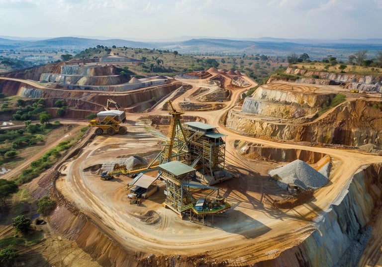 a large open pit hole with a large amount of dirt