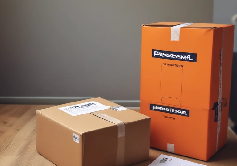 Close-up of a courier handing a package to a smiling customer at their doorstep.