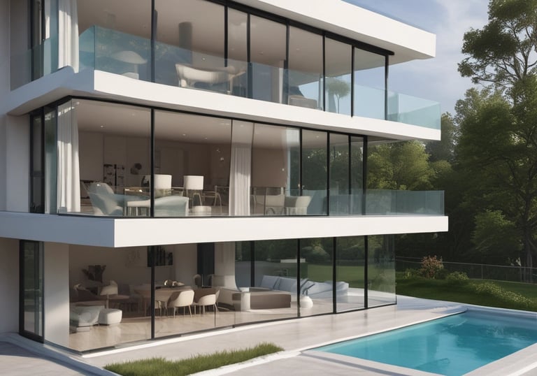 Spacious cam balkon with panoramic city views and modern framing