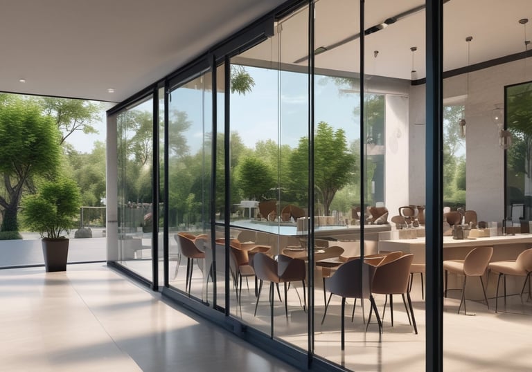 Close-up of a durable steel door with elegant design details