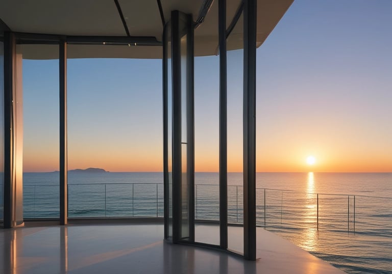 A serene morning scene with soft sunlight filtering through sheer curtains onto a cozy reading nook.