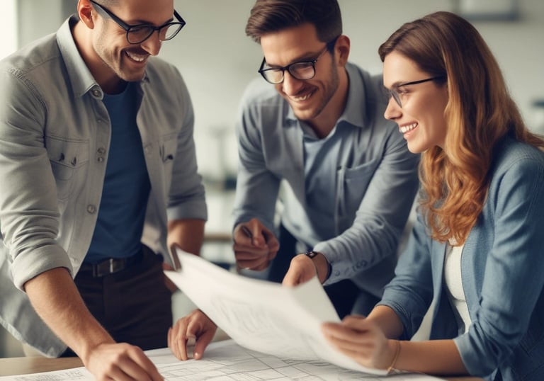 Aerial view of a residential construction site consisting of multiple gray buildings arranged in a structured manner. Surrounding the construction are numerous houses that form a densely packed urban neighborhood. There is a central cylindrical structure within the construction site, possibly a water tower. Various vehicles are parked along a road adjacent to the site, and greenery can be seen in the nearby areas.
