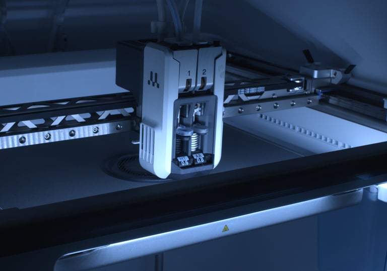 Impresora 3D industrial imprimiendo con materiales con fibra de carbono