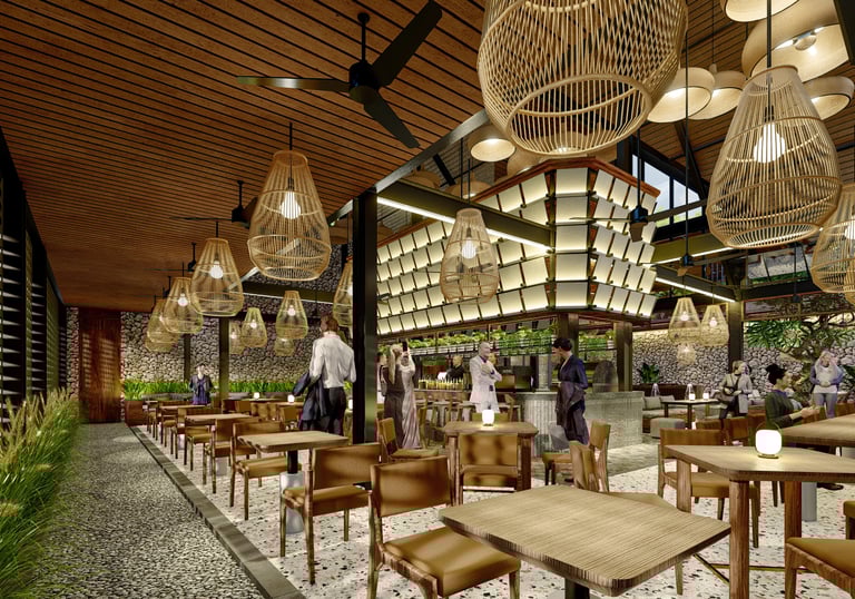 Ethnic interior desain restoran dewata di bandung
