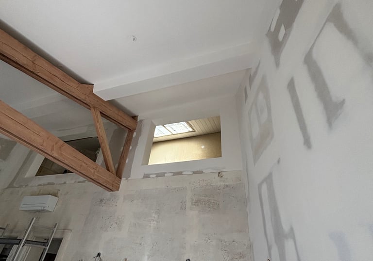 réalisation de faux plafond en plaque de plâtre, cloison en plaque de plâtre