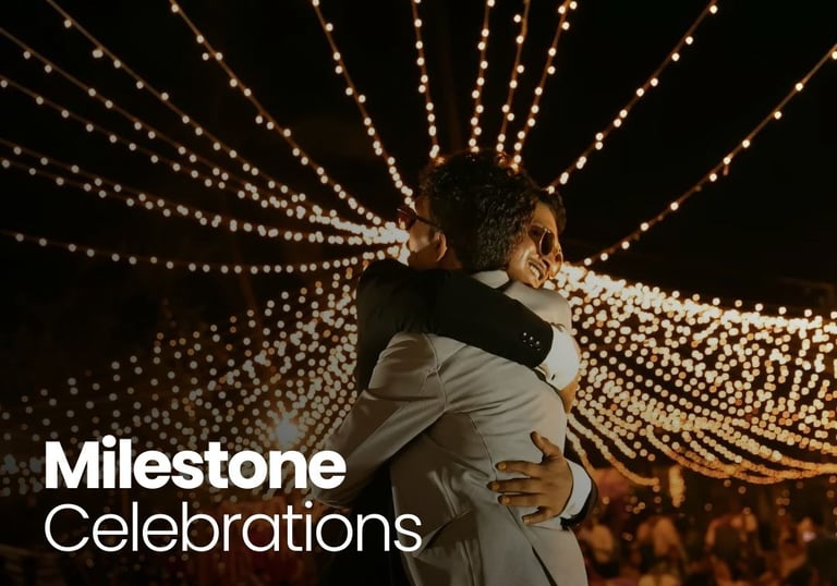 Two people hugging in an event