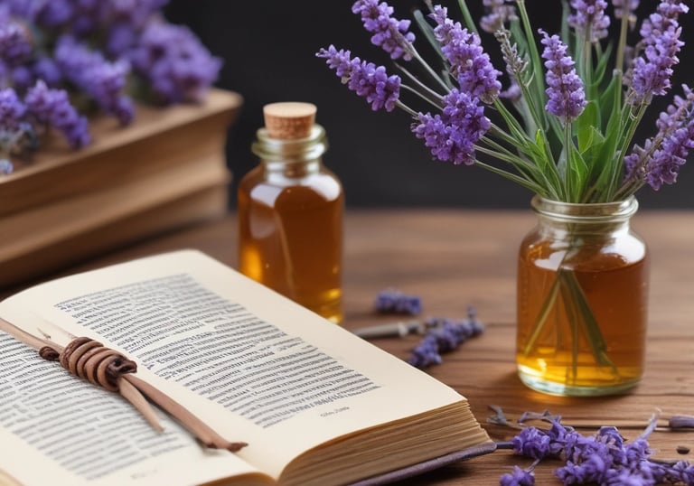 purple flowers in clear glass vase