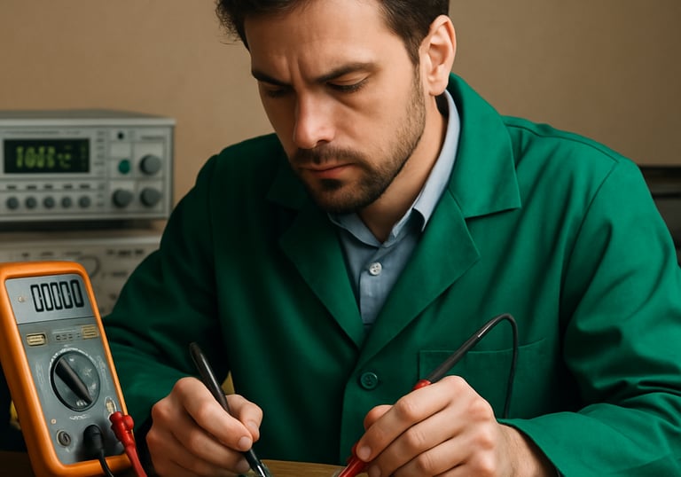 A person is using a screwdriver to work on a solar charge controller device labeled 'Newpowa.' The device is placed on a wooden surface, and greenery is visible in the background.