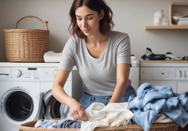A dry cleaning shop named 'HLP Cleaners' is located on a dimly lit street. The store has a prominent sign above the entrance, and its windows are illuminated with a warm yellow light. A sign on the door lists services such as dry cleaning, laundry, and suede & leather cleaning. The building exterior is simple with a combination of dark tiles and light-colored upper walls. The entrance is flanked by two closed doors, likely of neighboring establishments.