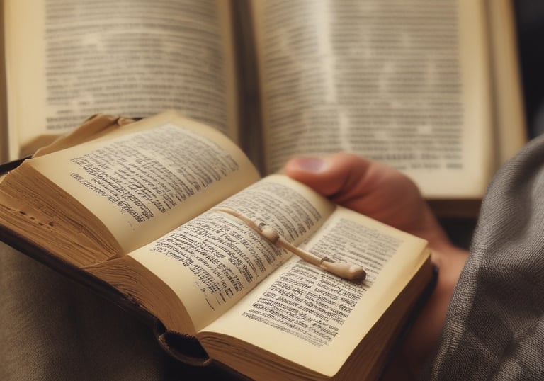 A small easel holds a rectangular plaque with an inspirational quote from Proverbs 3:6, written in white lettering on a dark background. The setup is bathed in purple lighting, giving the scene a warm, contemplative atmosphere.