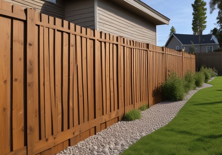 A stunning wooden fence installed in a residential backyard.