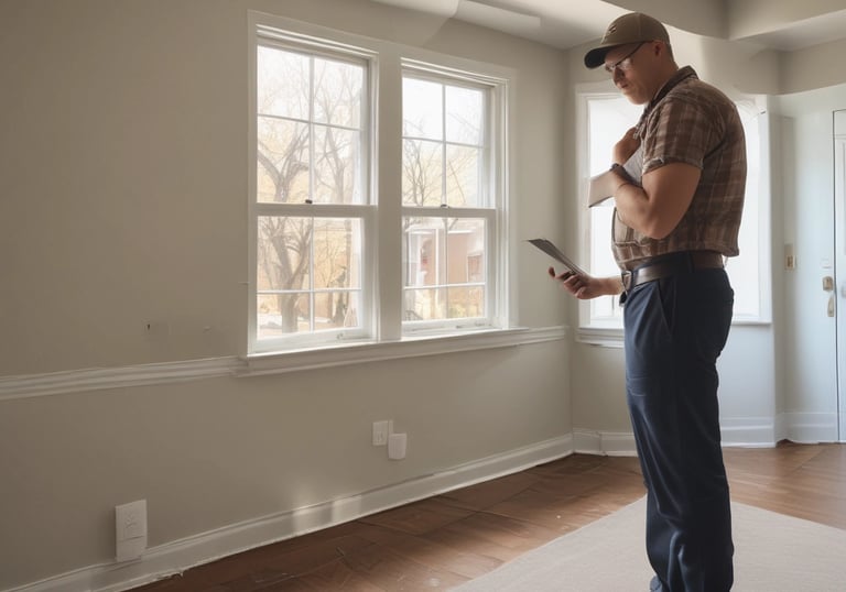 Three individuals are working on a mechanical engine under a sheltered area. One is wearing a blue hard hat and examining the engine closely. There are tools and boxes on the ground nearby, and a red metal bar is attached to the engine for support. Various vehicles including a truck and a motorcycle can be seen in the background.