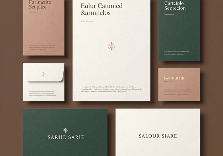 An elegant workspace featuring sleek black typography on ivory paper with muted gold accents.