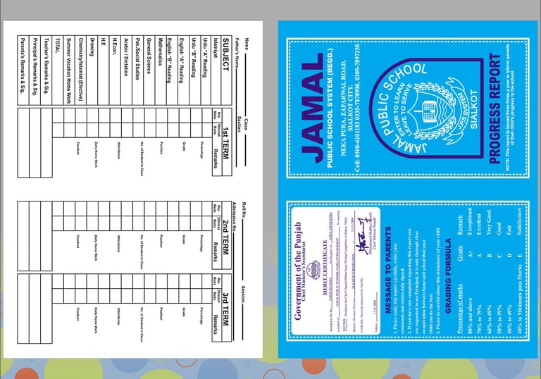 School Fee Card Design – 3 Term Progress & Fee Card Printing Ideas