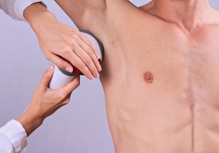 hombre recibiendo depilacion laser tridiodo