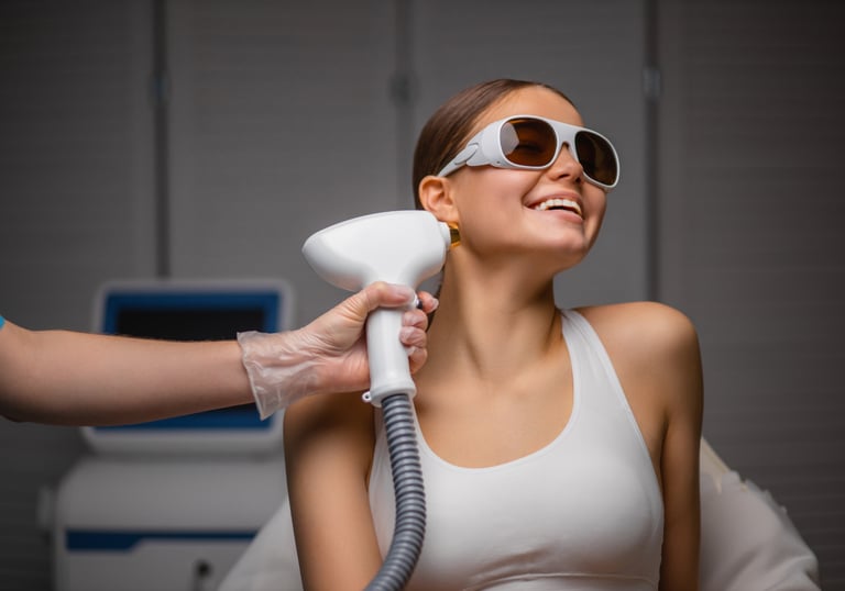 mujer haciendo depilacion laser