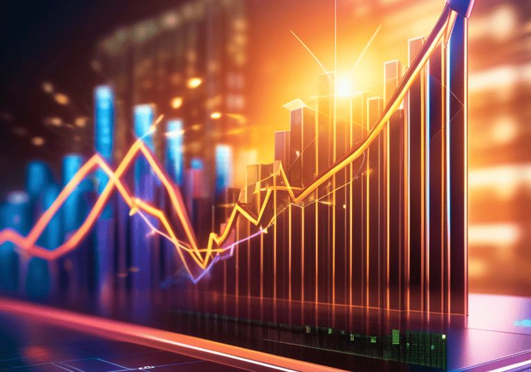 Gráfico de barras y línea ascendente simbolizando el crecimiento en ventas y tráfico web gracias al 
