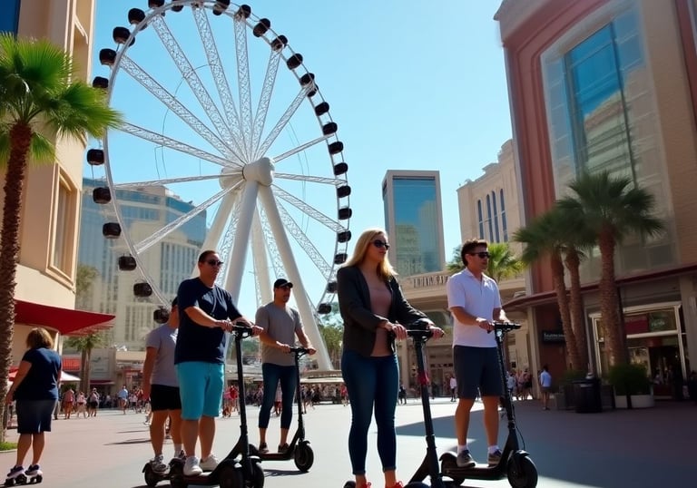 group tour riding standup scooters through the linq promenad