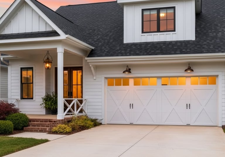 Photo of carriage home with wood carriage garage doors in Corpus Christi, Texas