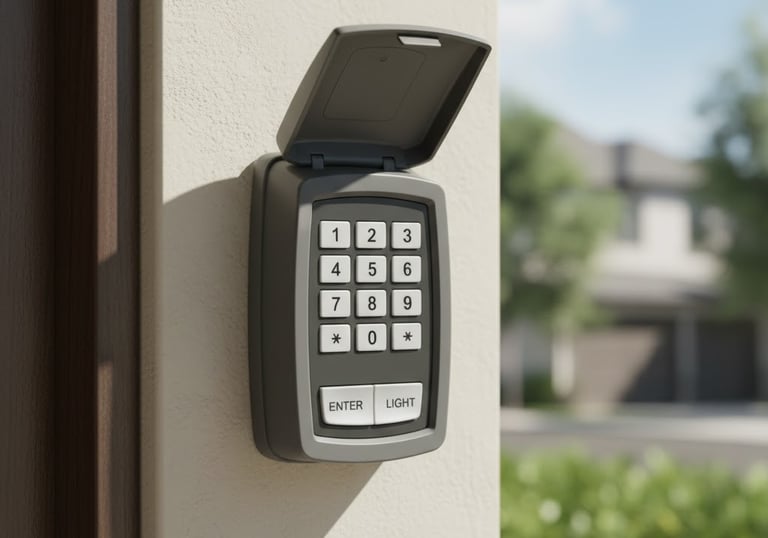 photo of a garage door keypad