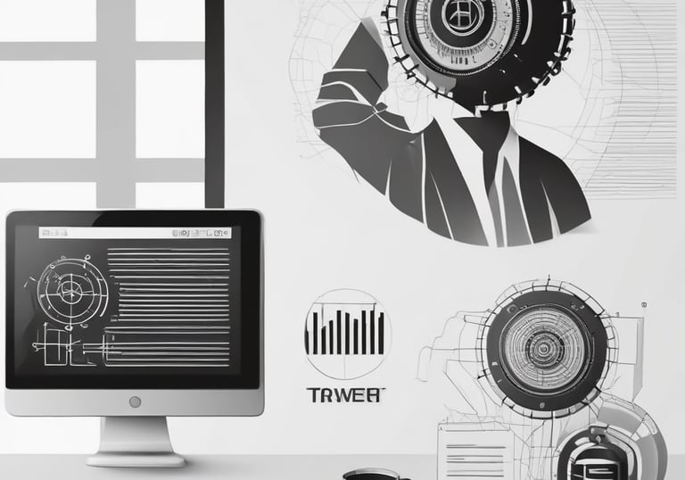 A close-up view of a smartphone and a smartwatch placed on a white surface. The smartphone has a bright orange screen, while the smartwatch displays the time with black and white color tones. Both devices have a sleek, modern design with black exterior finishes.