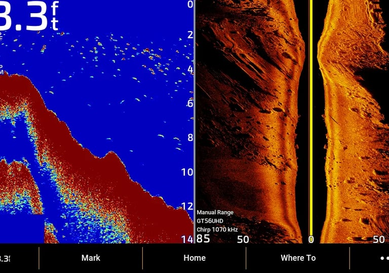 2d and side imaging of cliffs and drop off