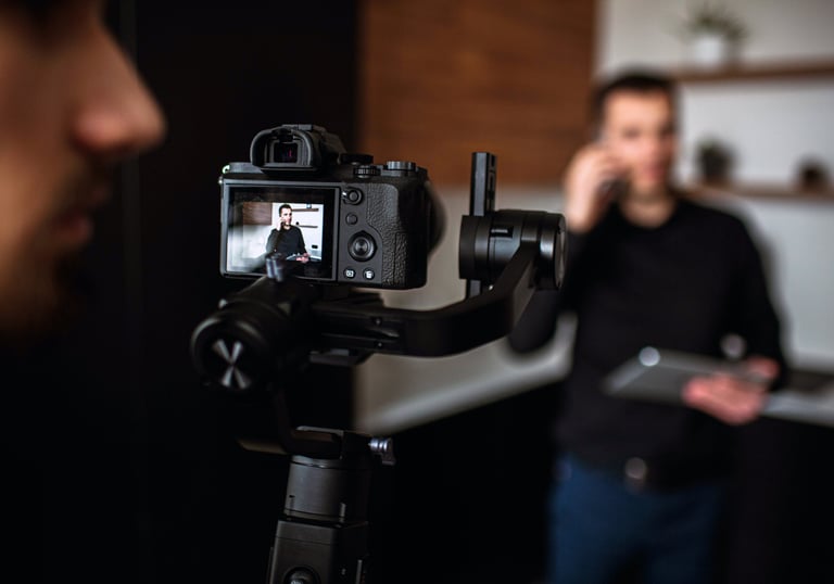 Referencia visual de una sesión de grabación de video empresarial