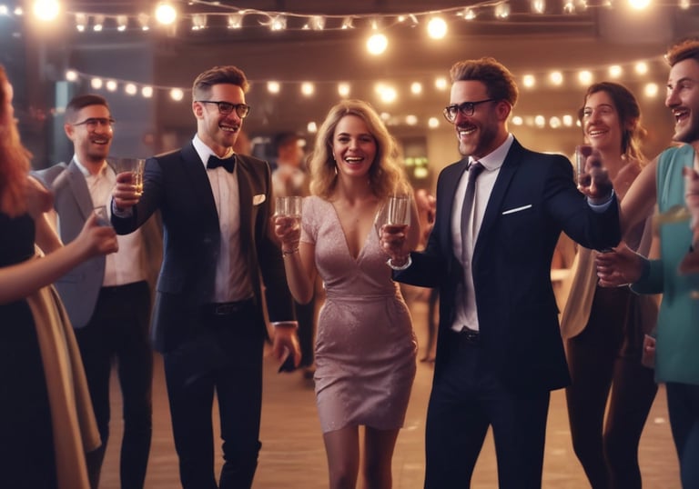 A corporate event featuring a stylish mirror booth.
