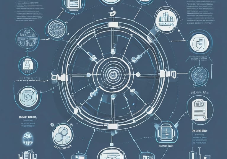 An illustration of automated email processing in a modern workspace.