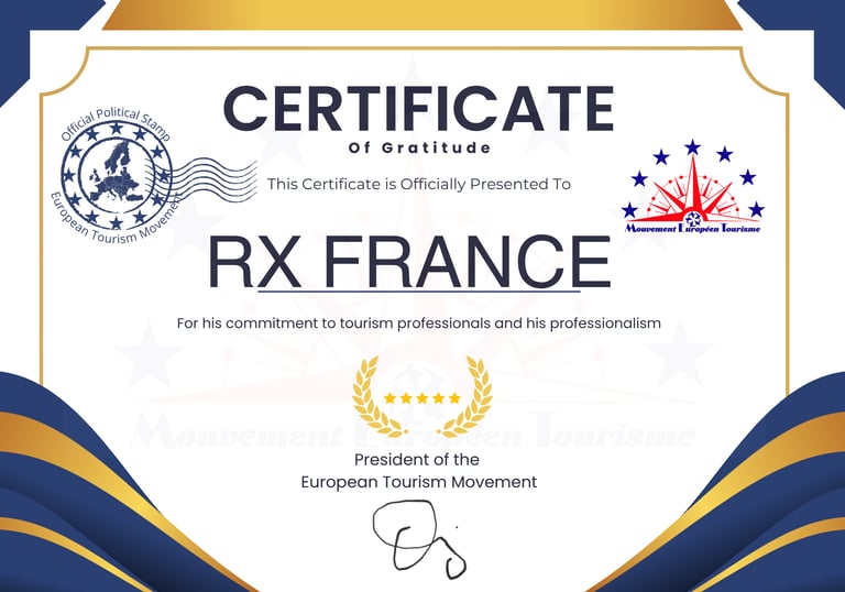 Certificate of Gratitude RX France IFTM