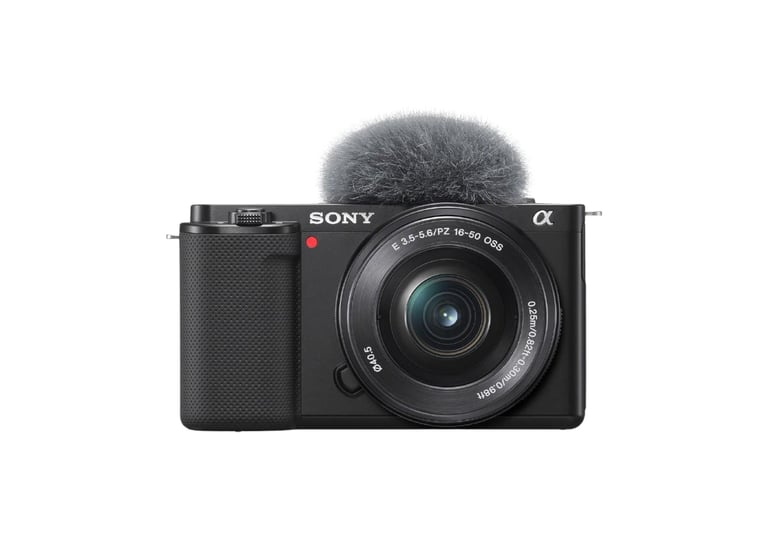 a camera with a microphone attached to it