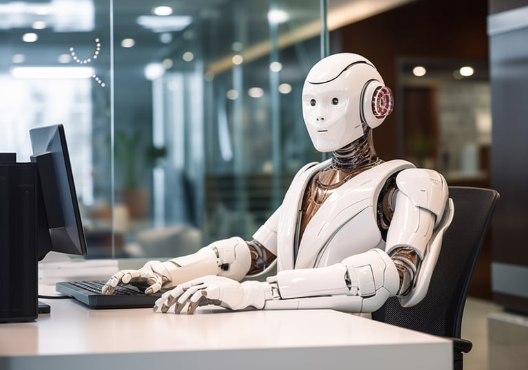 Une photo d'un robot IA qui gère le service client