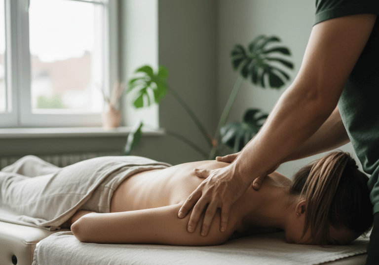 Terapeuta haciendo masaje relajante