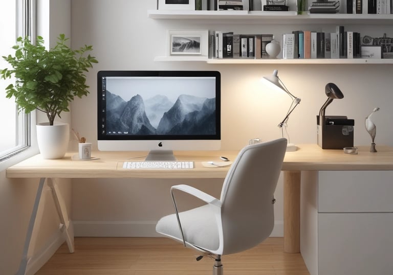 Minimalistic workspace with notes and a tablet showing marketing metrics and lead generation progress.