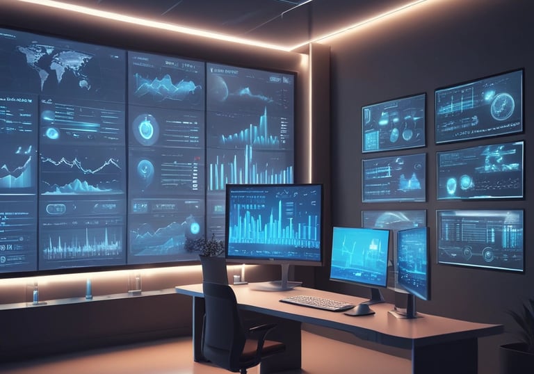 A glowing neon sign displaying the letters 'AI' is mounted on a dark, textured wall that resembles a circuit board or technological pattern.