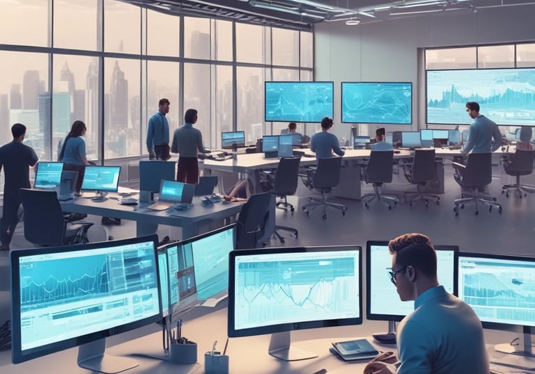 A futuristic and digital-themed image features a stylized circuit board with the words 'Open AI' in bold, glowing letters. Above it is a design that resembles an AI or robot face with neon accents. The background consists of a network of interconnected blue lines and nodes, suggesting themes of technology and connectivity.