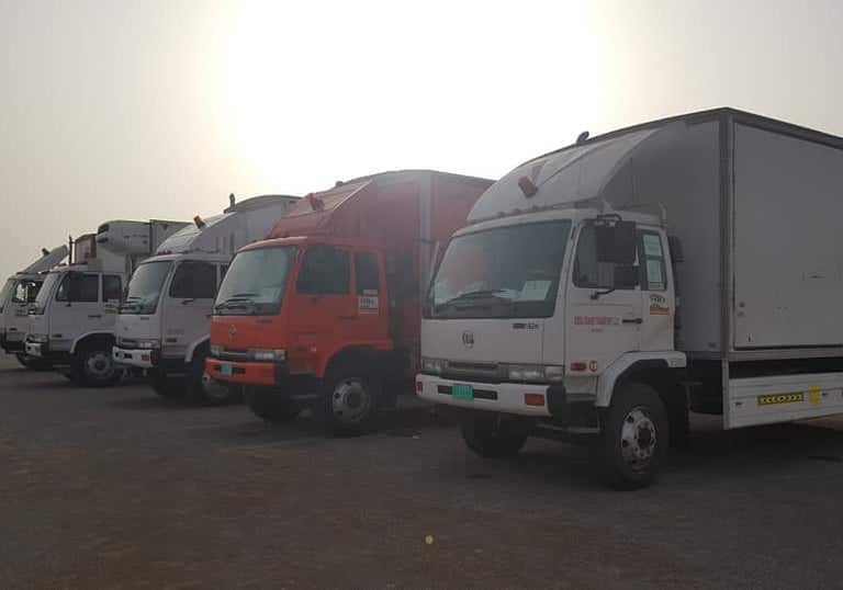 Our trucks at warehouse