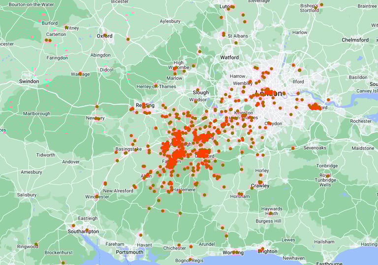 map of customers for Leovan Removals