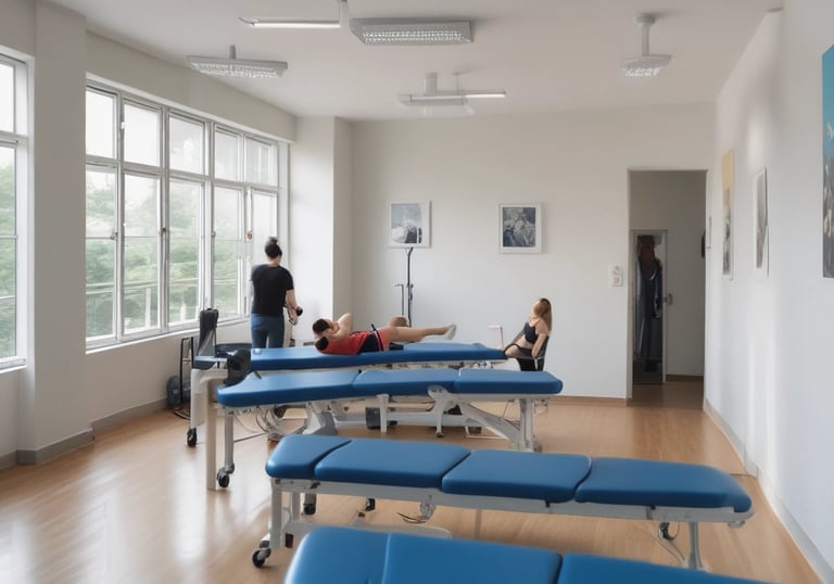 A male doctor wearing a white lab coat is attentively administering medical care to a patient. The patient, who is seated in a hospital chair, is receiving treatment through a port in his chest. A female healthcare professional stands nearby, observing and providing support.