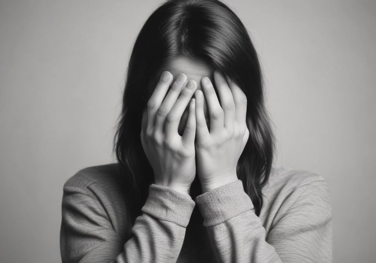 Creepy blurred photo of a person's face and a furry hood