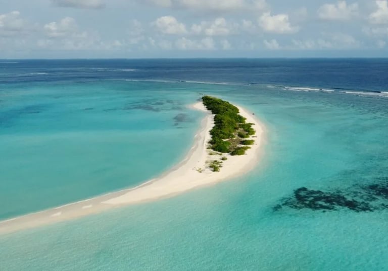 maldives desert island lagoon aerial