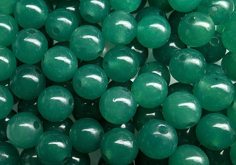 Perles en Aventurine, couleur vert profond