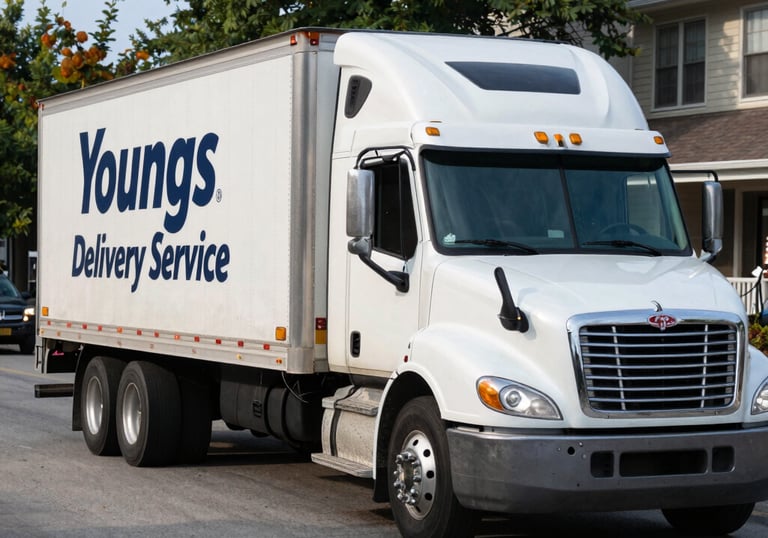 Delivery van parked outside a Chicago suburb business during pickup.