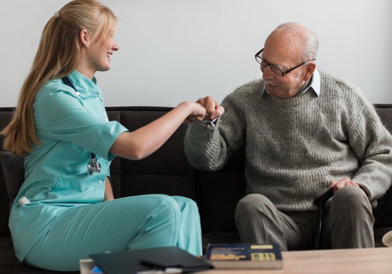 a nurse and a nurse in a living room