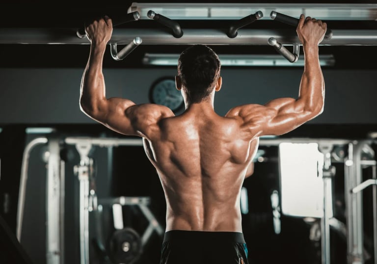 a man with a muscular body and a barbell