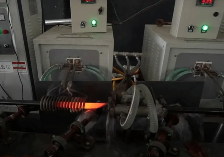 Heat treatment applied to barbell shafts for strength and durability