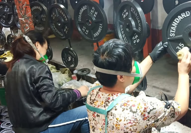 Surface painting applied to cast iron products for final appearance