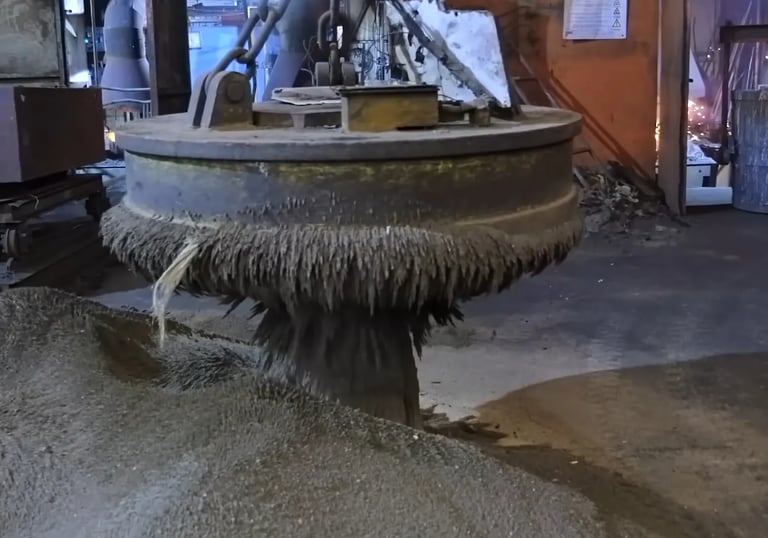 Raw cast iron materials prepared for weight and fitness equipment manufacturing