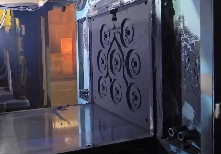 Sand molds prepared for next cast iron production cycle