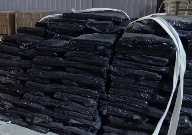 Raw rubber materials prepared for fitness accessory manufacturing